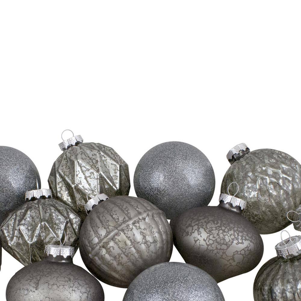 Neutral T1 Finial and Glass Ball Christmas Ornaments Set of 12 - Hercitys