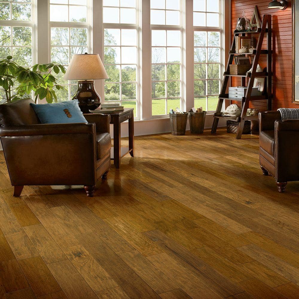 American Vintage Vermont Syrup Hickory 3/8 in. T x 5 in. W T+G Hand Scraped Engineered Hardwood Flooring (25 sq.ft./ctn) - Hercitys