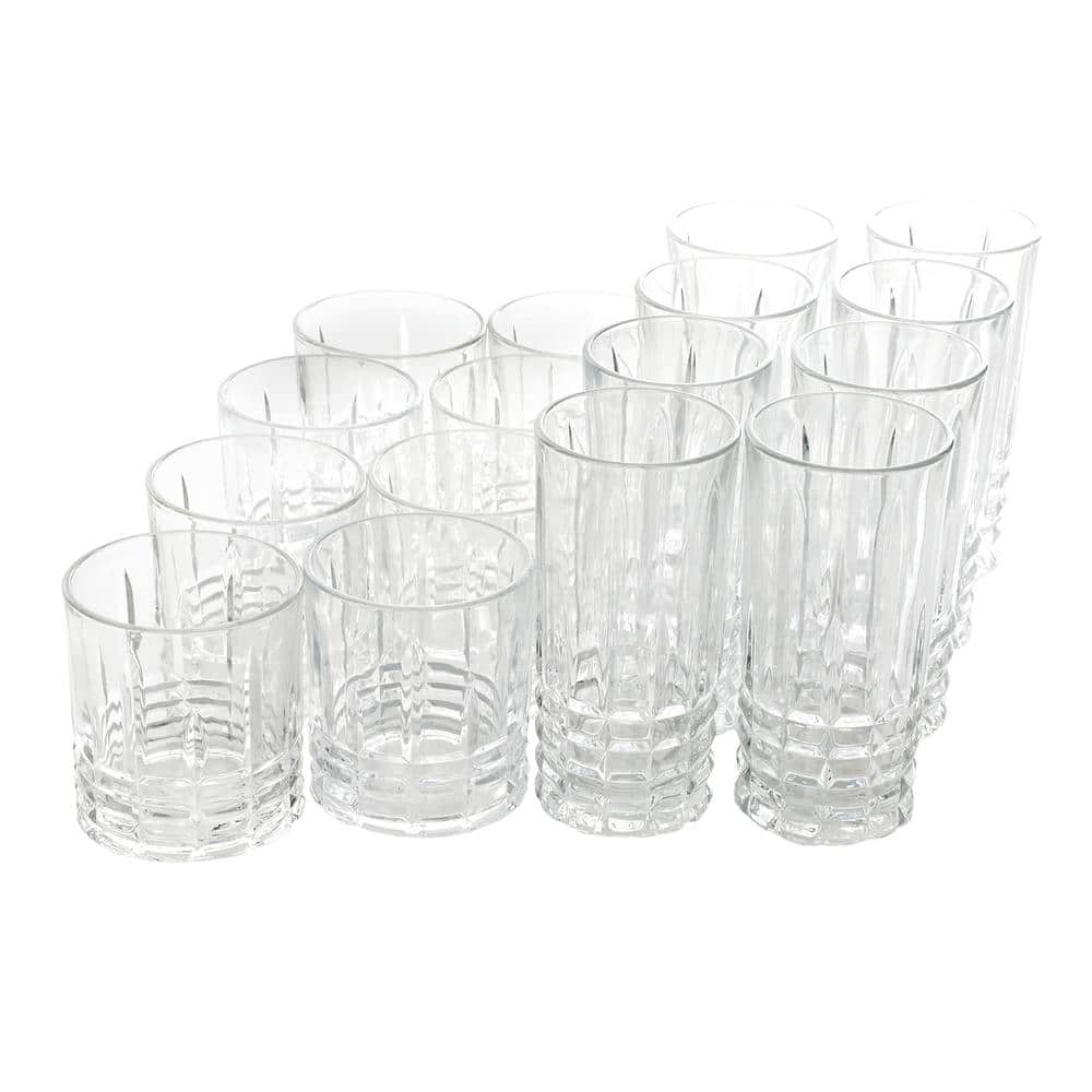 Jewelite 16-Piece Tumbler and Double Old Fashioned Glass Set - Hercitys