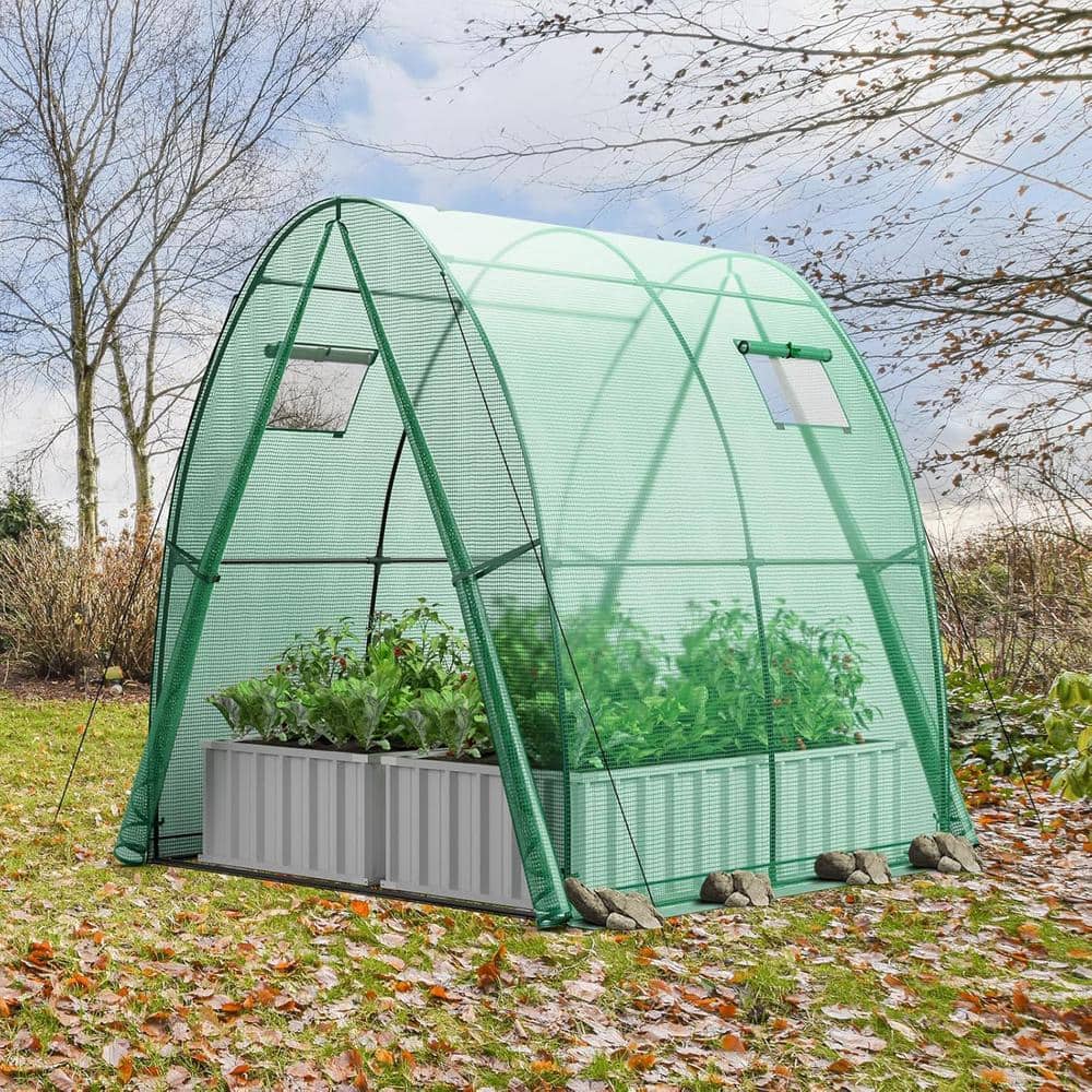 72 in. W x 72 in. D x 79 in. H Outdoor Portable Green Wall-in Tunnel Greenhouse Hot House Grow Tent - Hercitys