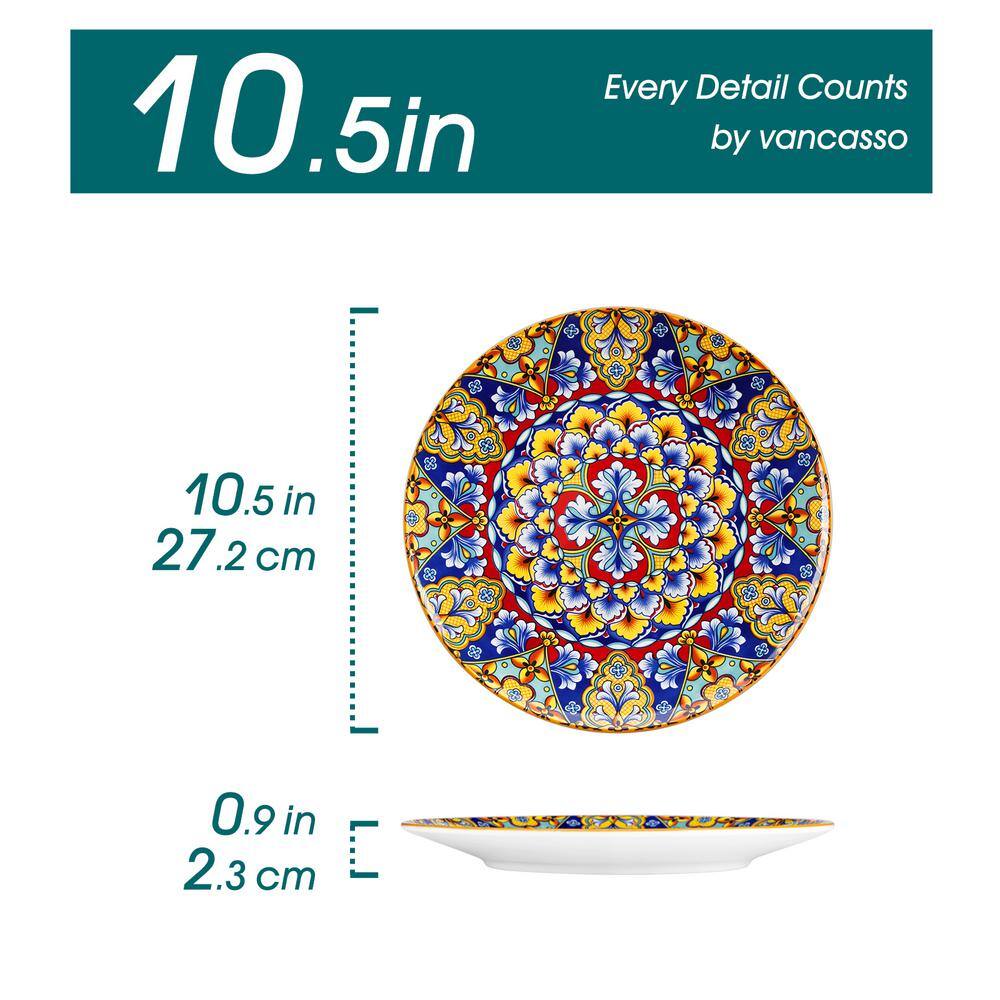 Colorful Dinner Plate Set of 6 Porcelain Dinnerware Set Bohemian Style Dessert Plates Pasta Plates - Hercitys