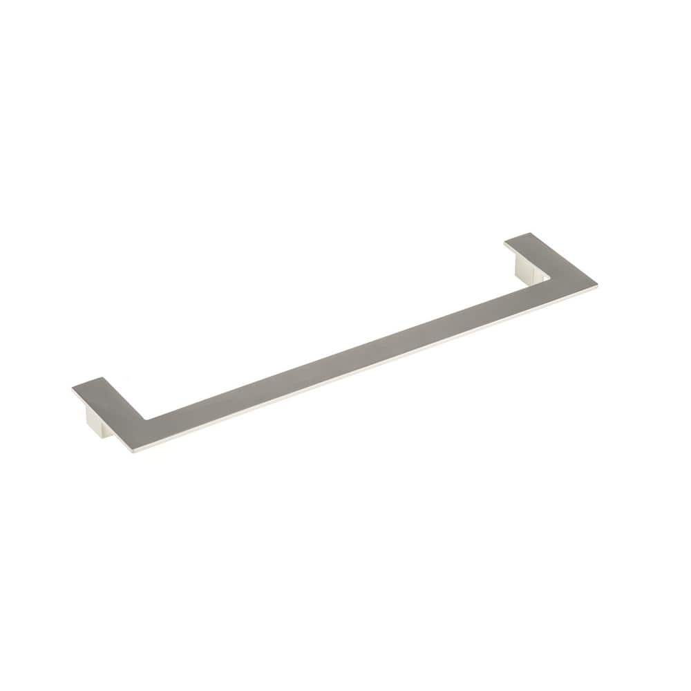 Roma Collection 12-5/8 in. (320 mm) Modern Brushed Nickel Offset Square Bracket Shaped Cabinet Bar Pull - Hercitys