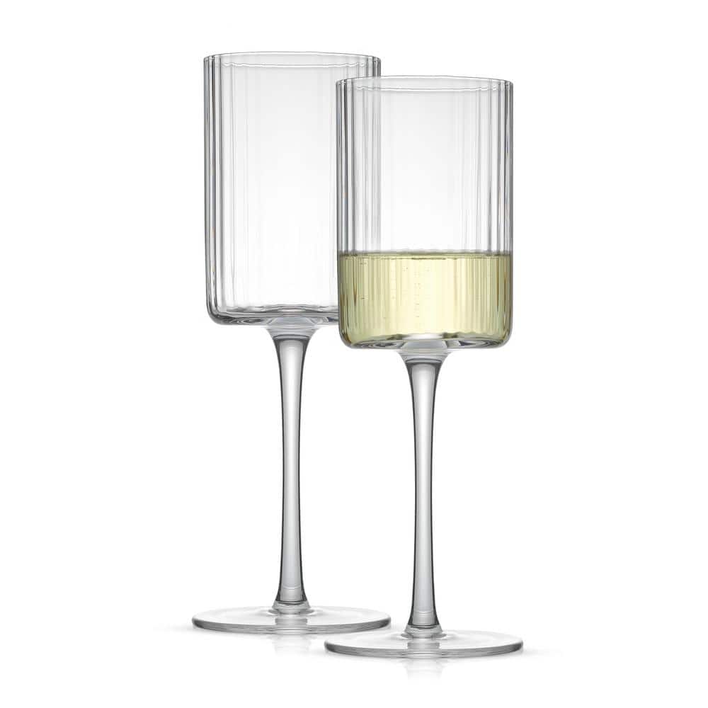 Elle 11.5 oz. Fluted Cylinder White Wine Glasses Set (Set of 2) - Hercitys