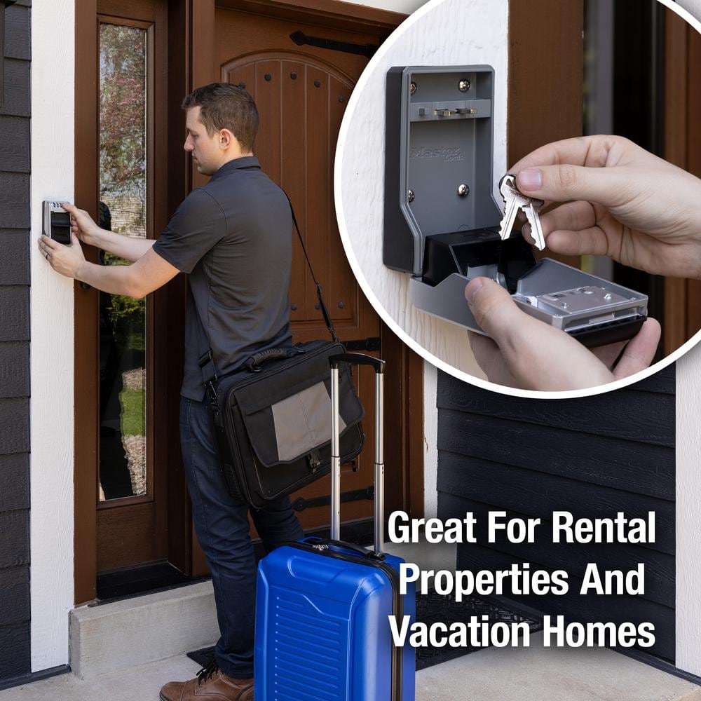 Large Wall Mount Outdoor Lock Box with Combination Dial and Key Tether - Hercitys