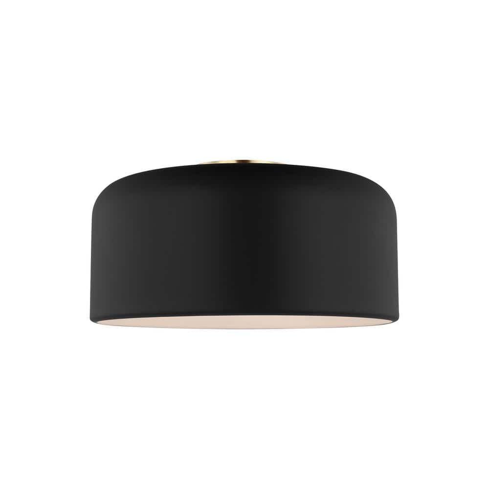 Malone 13.75 in. Medium 1-Light Midnight Black Flush Mount with LED Bulb - Hercitys
