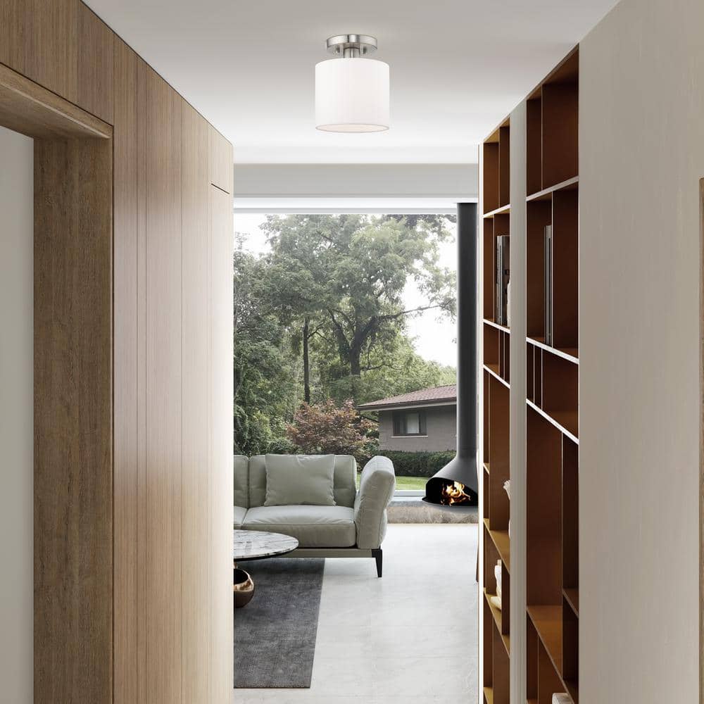 Mercury 1 Light Brushed Nickel Semi Flush Mount - Hercitys