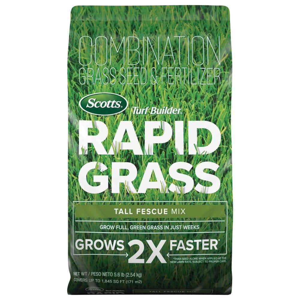 Turf Builder 5.6 lbs. Rapid Grass Tall Fescue Mix Combination Seed and Fertilizer Grows Green Grass in Just Weeks - Hercitys