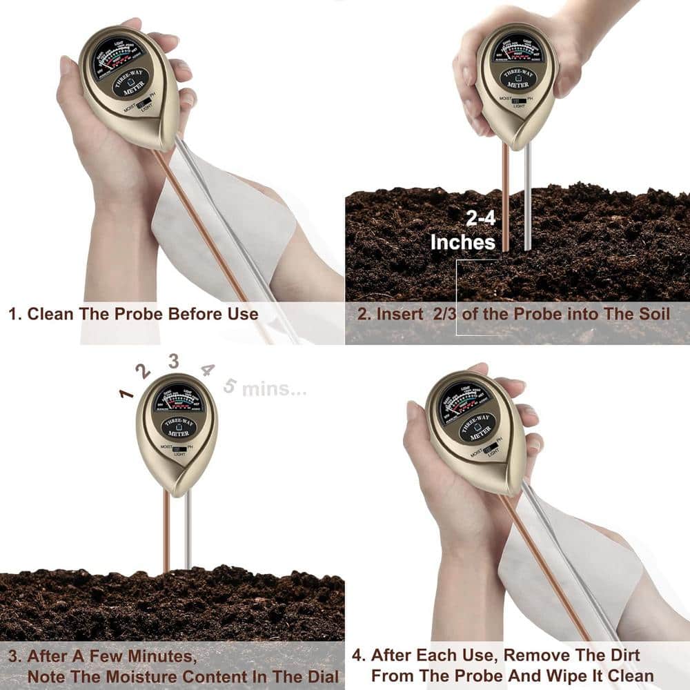 Plant Water Meter 3-in-1 Soil Moisture/Light/pH Tester for Plants Gardening Tool Kit Soil Hygrometer Sensor - Hercitys