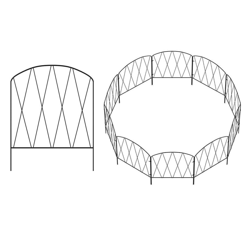 Decorative Garden Fence 10 Pack 11Ft (L) x 16in (H) Rustproof Arched Metal Fence Border - Hercitys