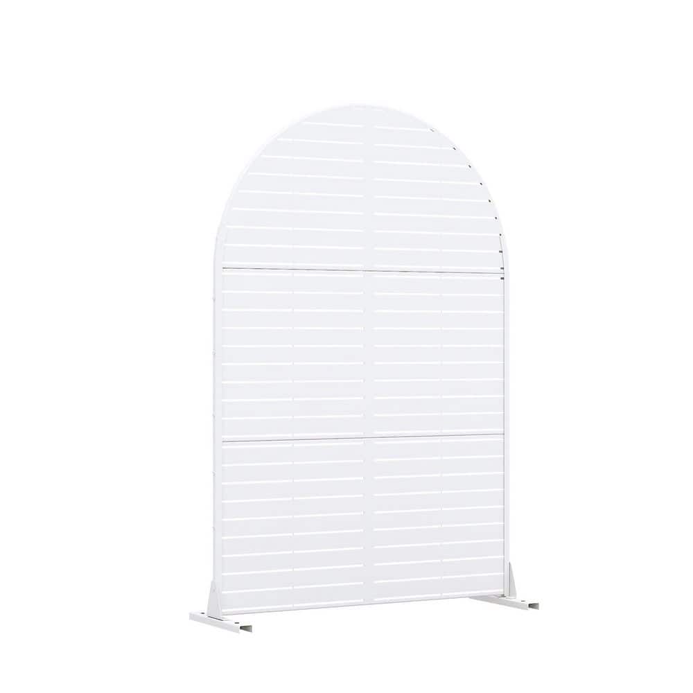 72 in. x 47 in. White Galvanized Steel Garden Fence - Hercitys