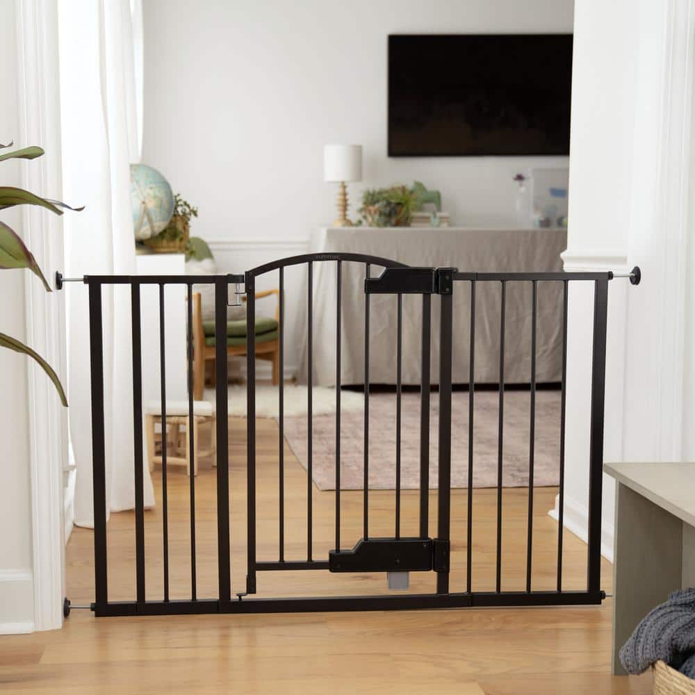 Thruway 52W Series Hands-Free GlideOpen Pressure/Hardware Mounted Pet and Baby Gate, 24″-52″ Wide, 33″ Tall – Espresso - Hercitys