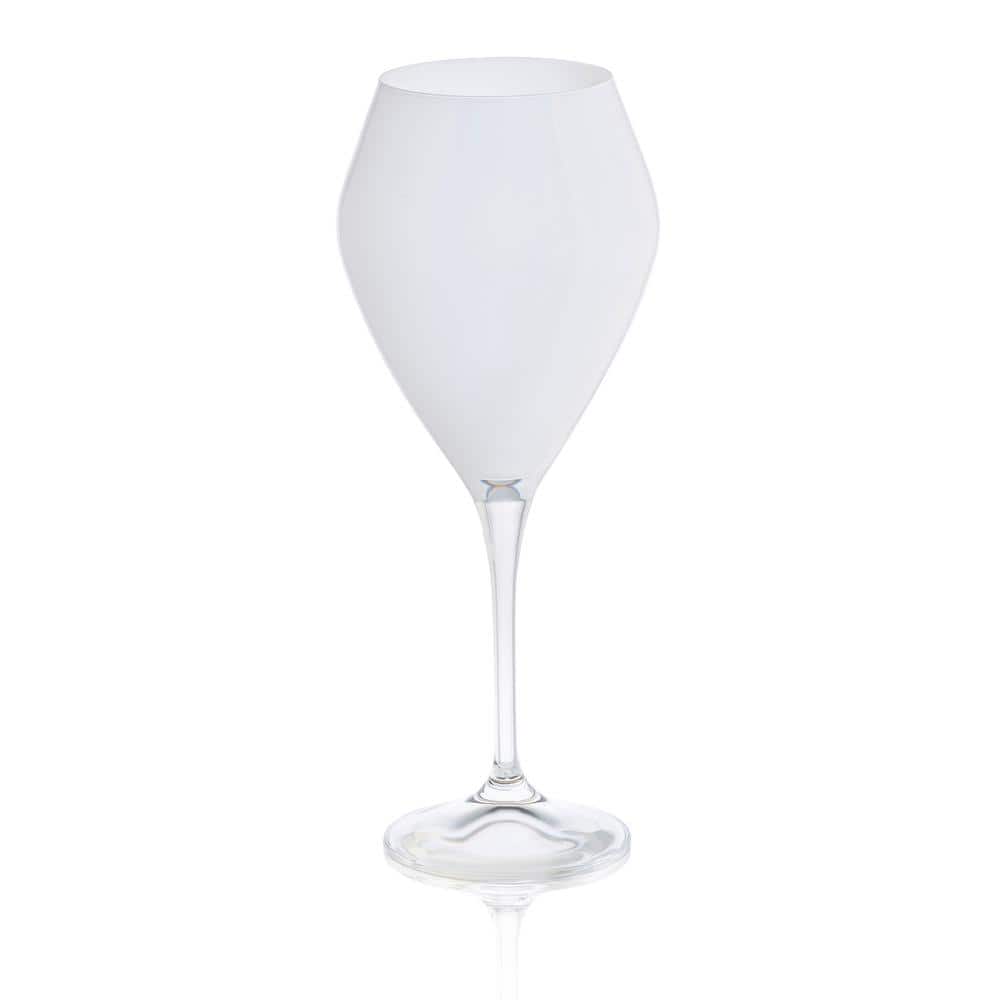 Set of 6 10 oz. V-Shaped Water Glasses White with Clear Stem - Hercitys
