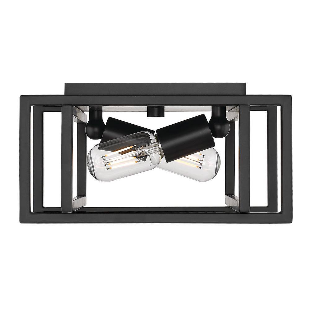 Tribeca 11.5 in. 2-Light Black with Black Accents Flush Mount - Hercitys