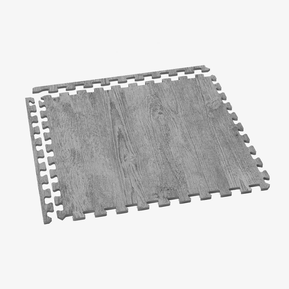 Weathered Fence Gray Printed Wood Grain 24 in. x 24 in. x 3/8 in. Interlocking EVA Foam Flooring Mat (24 sq. ft./pack) - Hercitys