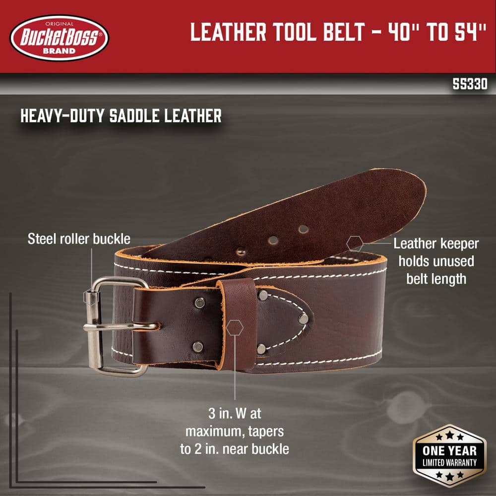 Tapered Leather Work Tool Belt Adjustable Size (Waists 40 in. – 54 in.) - Hercitys