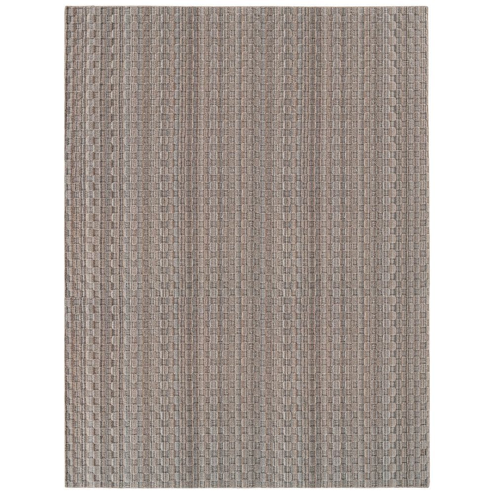 Studio Plush Mesh 9 ft. x 12 ft. Tan/Gray Modern Abstract Area Rug - Hercitys