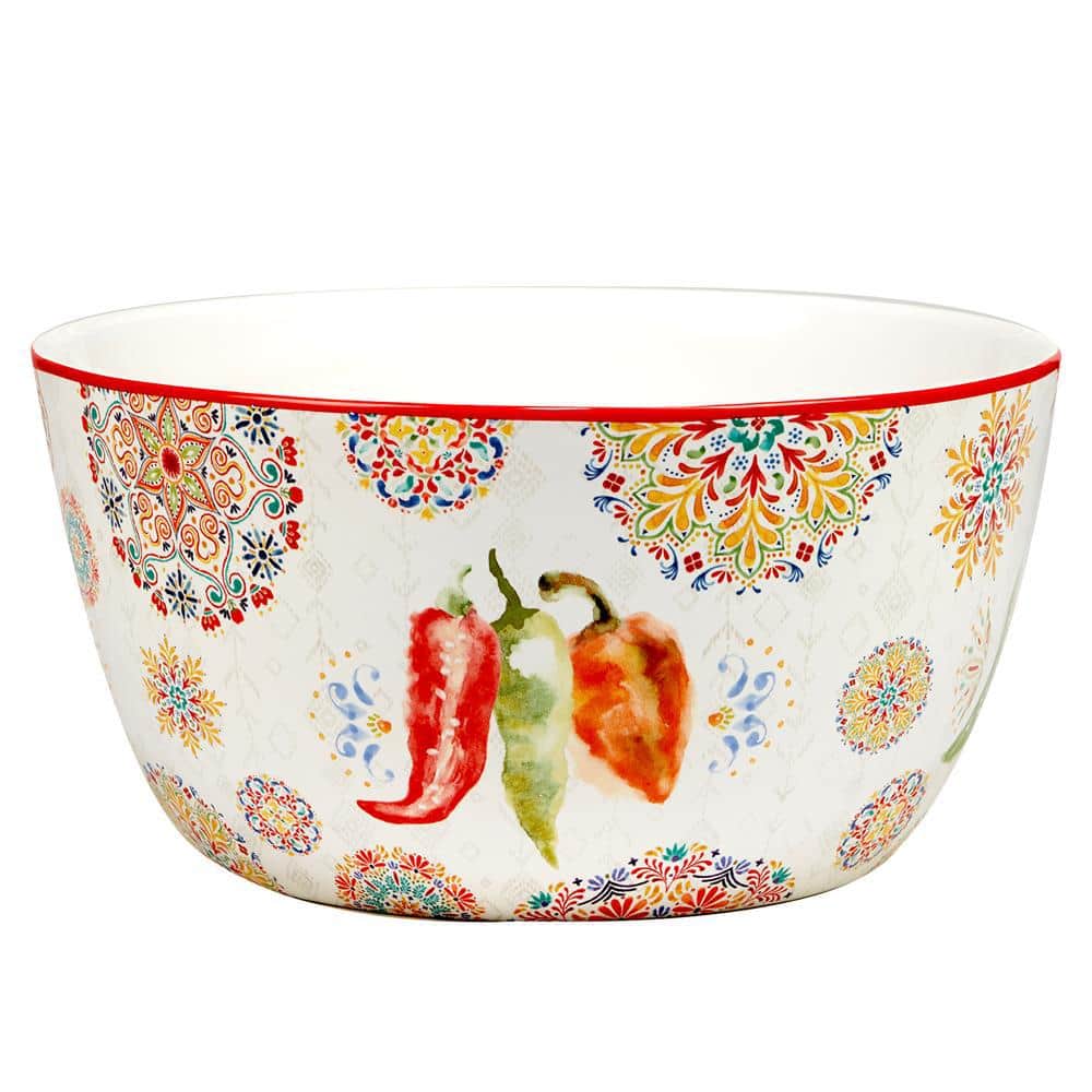 Sweet and Spicy 9 in. 104 fl.oz Assorted Colors Earthenware Serving Bowl - Hercitys