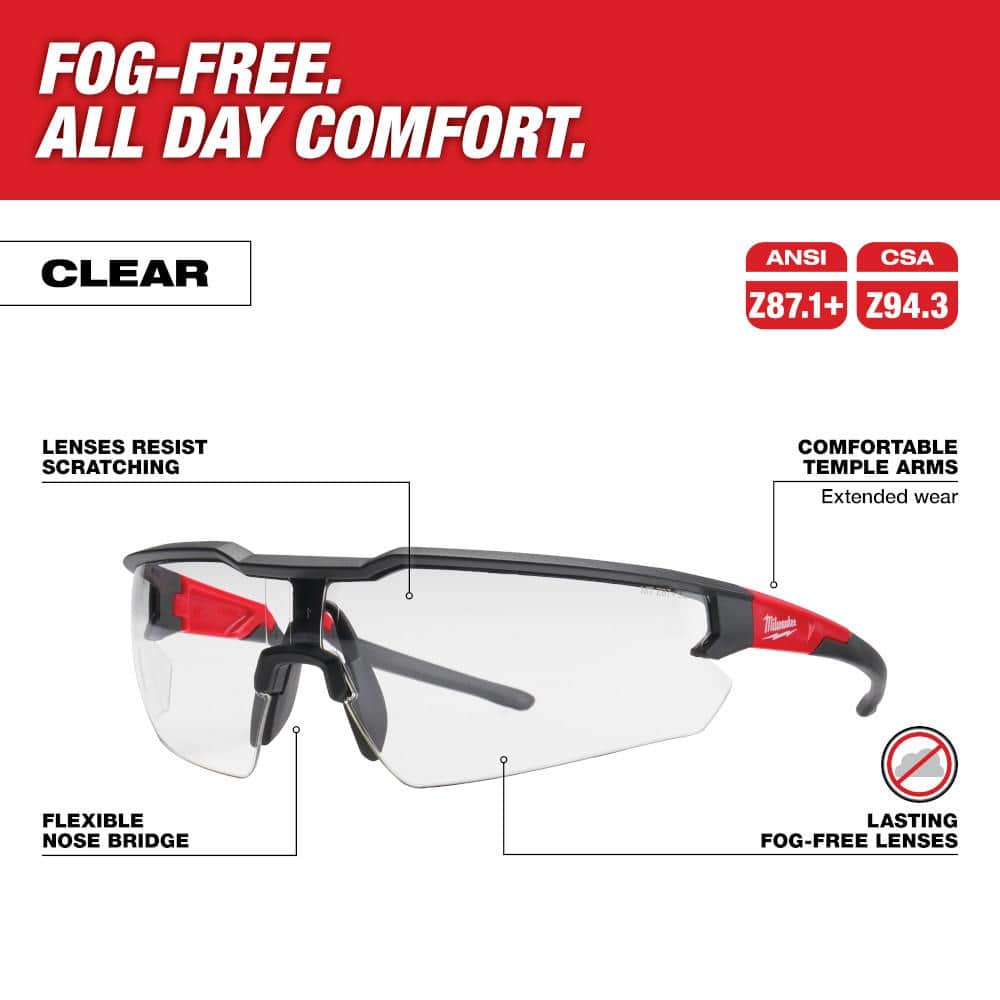 Safety Glasses with Clear Fog-Free Lenses (6-Pack) - Hercitys