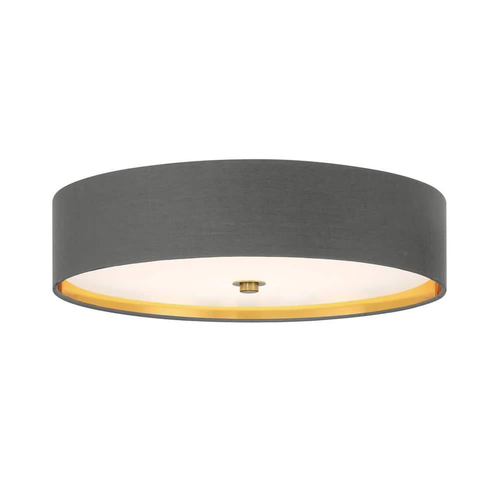 Stacy 16 in. Modern Brushed gold Selectable CCT Integrated LED Flush Mount for Kitchens - Hercitys