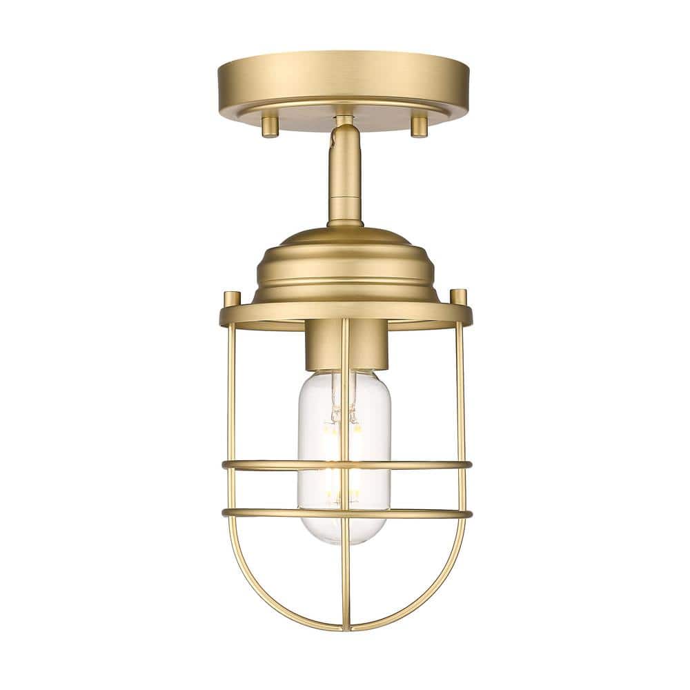 Seaport 4.63 in. 1-Light Brushed Champagne Bronze Semi-Flush Mount - Hercitys
