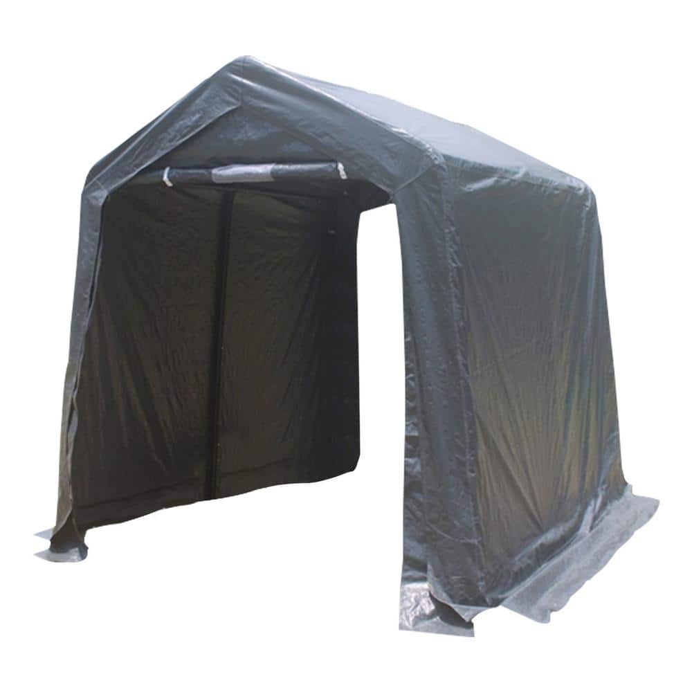 7 ft. x 8 ft. Outdoor Portable Gazebo Storage Shelter Shed with 2 Roll Up Zipper Doors and Vents Carport, Grey - Hercitys