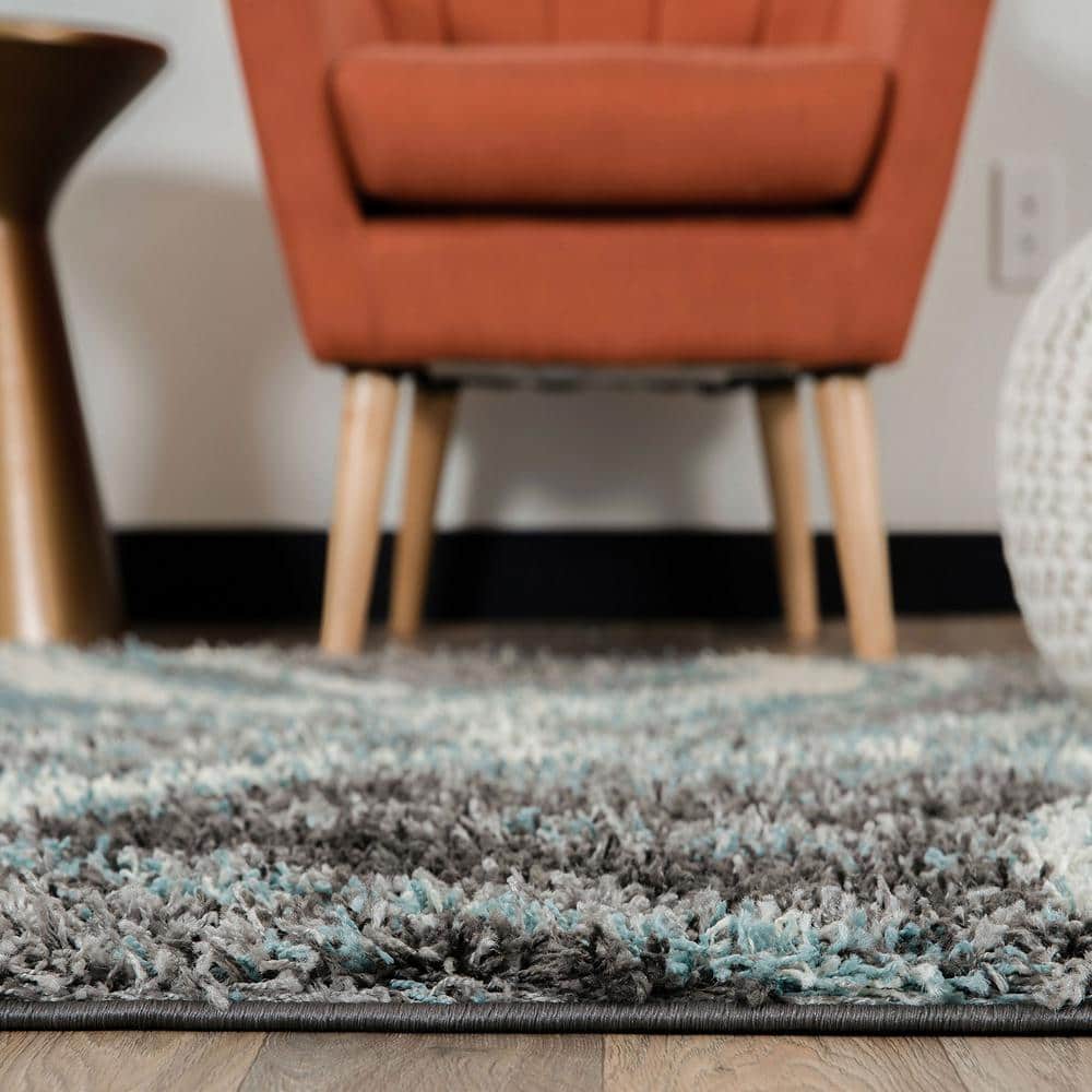 Blue 5 ft. x 7 ft. Contemporary Cozy Plush Shag Area Rug - Hercitys