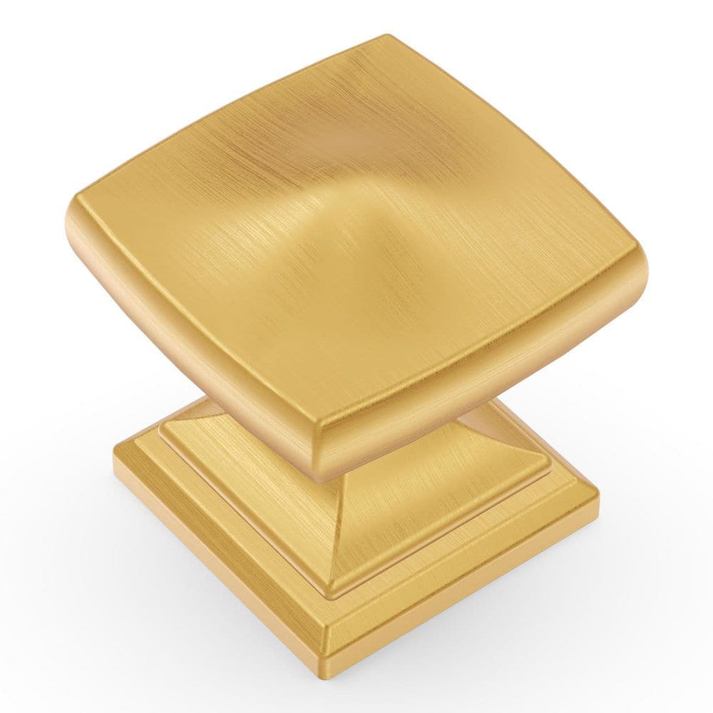 Dover 1-1/4 in. Square Brushed Golden Brass Cabinet Knob (10-Pack) - Hercitys
