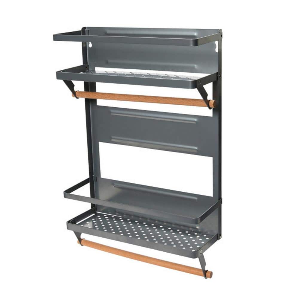 Wall/Door Mounted Grey Metal Magnetic Organizer with Paper Towel Holder - Hercitys