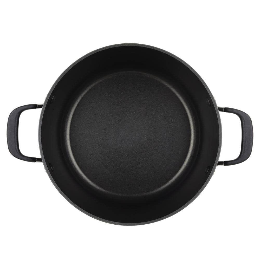 Hard Anodized Nonstick 8 qt. Hard Anodized Aluminum Nonstick Stock Pot in Onyx with Lid - Hercitys