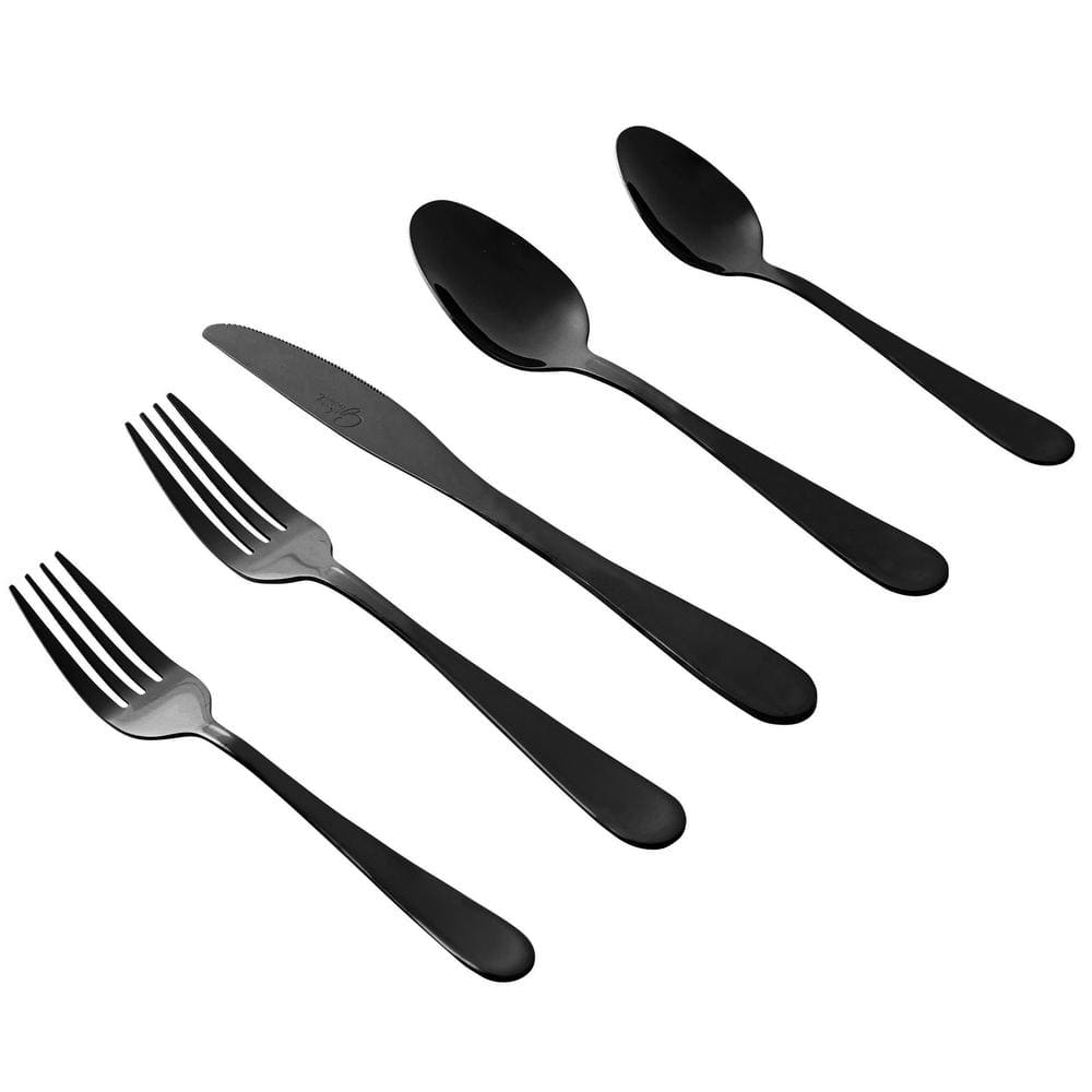 Stravidia 20-Piece Flatware Set in Black Stainless Steel - Hercitys