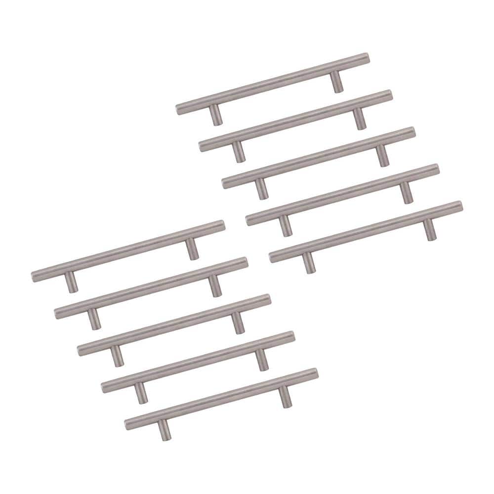 Barrel Solid Bar 3 3/4 in. (96 mm.) Center-to-Center Satin Nickel Bar Pull (10-Pack ) - Hercitys