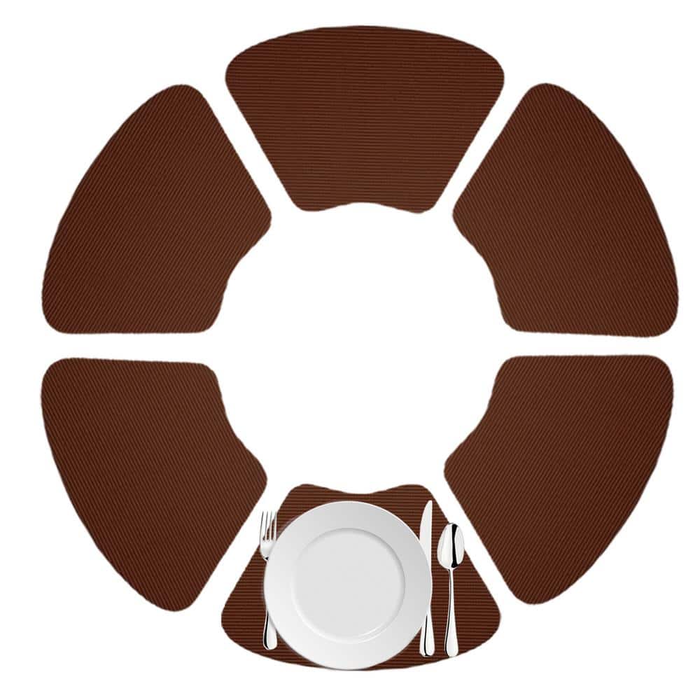 Fishnet 19 in. x 13 in. Chocolate PVC Covered Jute Wedge Placemat (Set of 6) - Hercitys