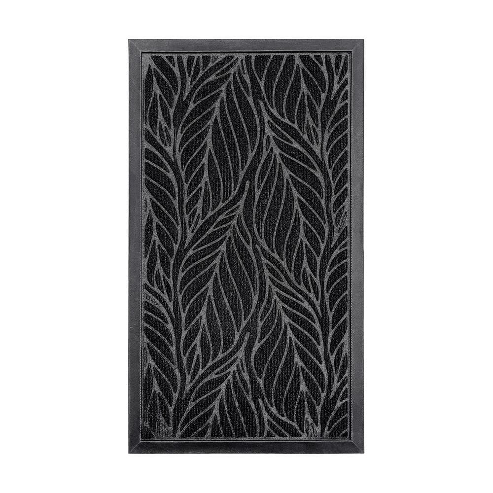 Leaves 17 in. x 30 in. Black Waterproof Door Mat - Hercitys