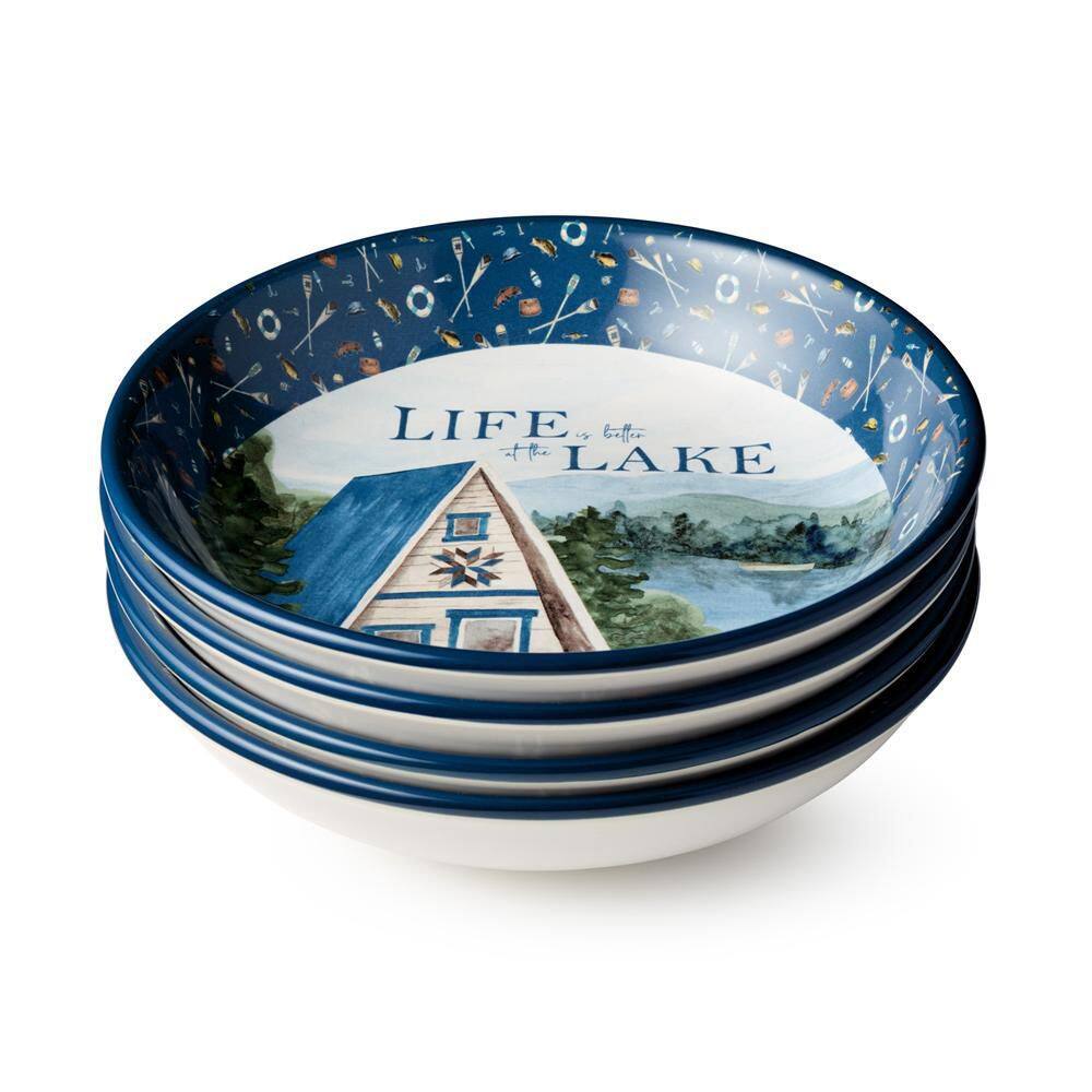 Wake At The Lake 38 fl. oz. Multi-Colored Melamine Soup Bowl (Set of 4) - Hercitys