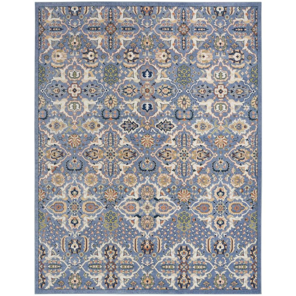 Allur Light Blue 9 ft. x 12 ft. Abstract Medallion Transitional Area Rug - Hercitys