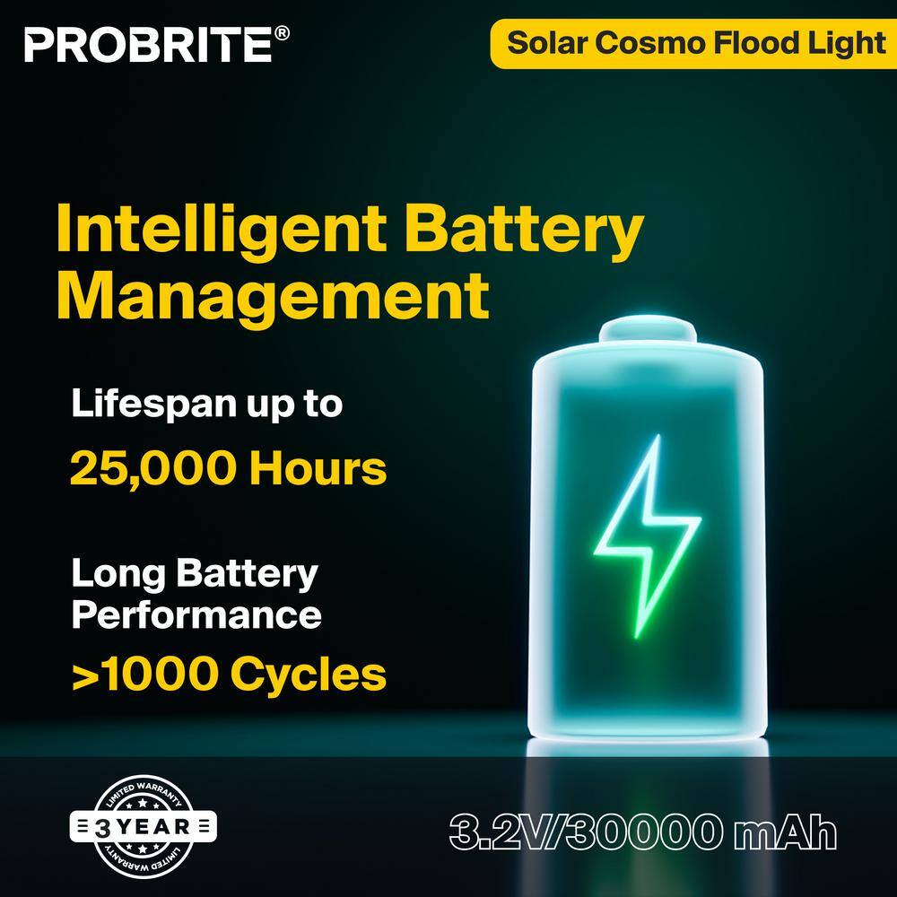 80-Watt Equivalent Integrated LED Black Outdoor Solar Powered Security Flood Light, 5000K - Hercitys