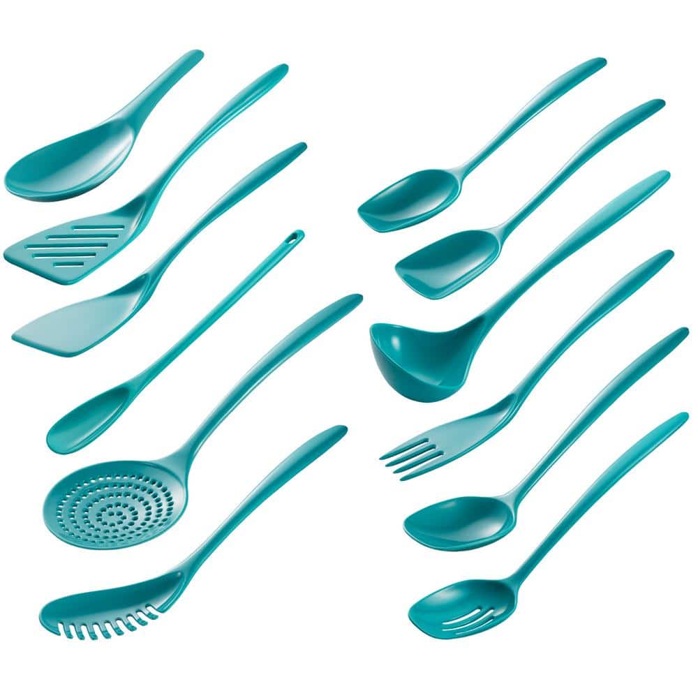 Turquoise Cook and Serve Melamine Utensils, 12-Pcs Set - Hercitys