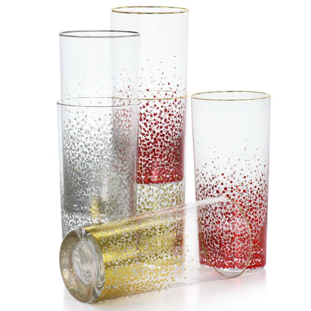 California Designs Audrey Hill 6-Piece 16 oz. Glass Tumbler Set in Assorted Colors - Hercitys