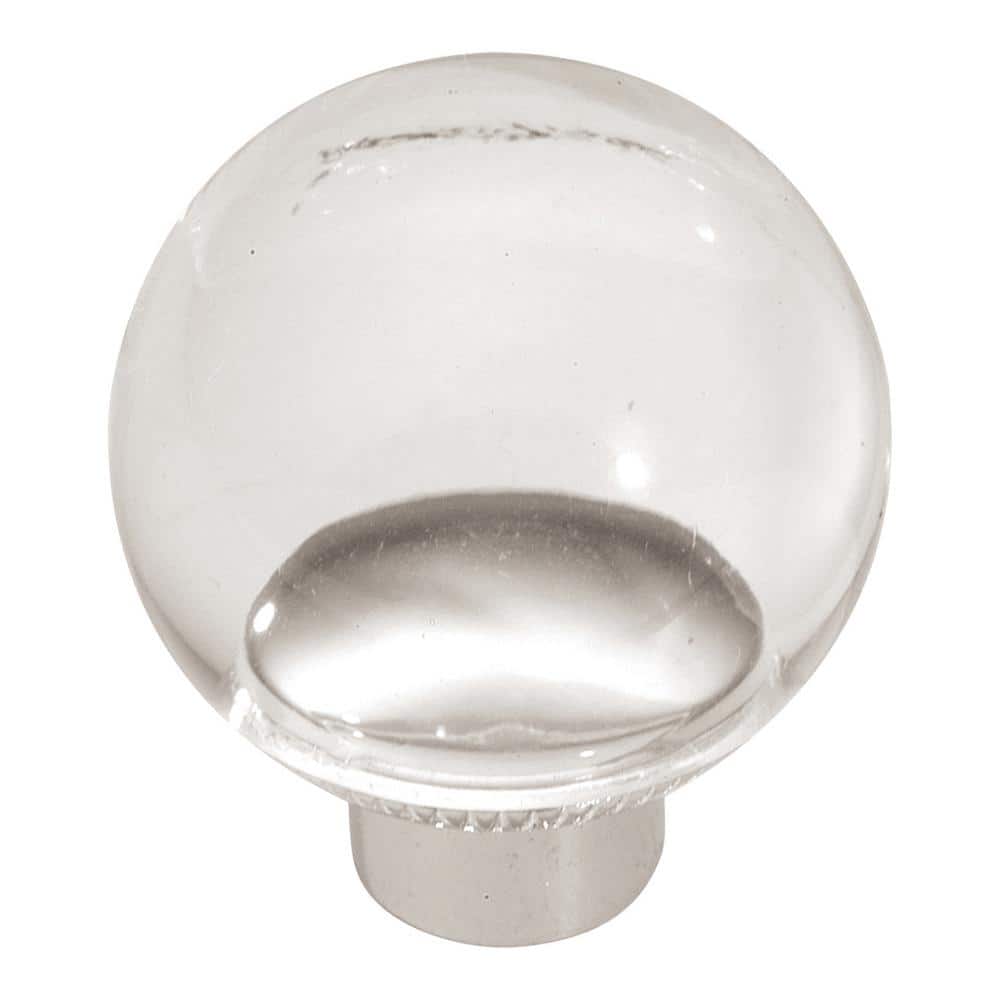 Crystal Palace 1-3/16 in. Dia Lucite Finish with Chrome Base Cabinet Knob (25-Pack) - Hercitys