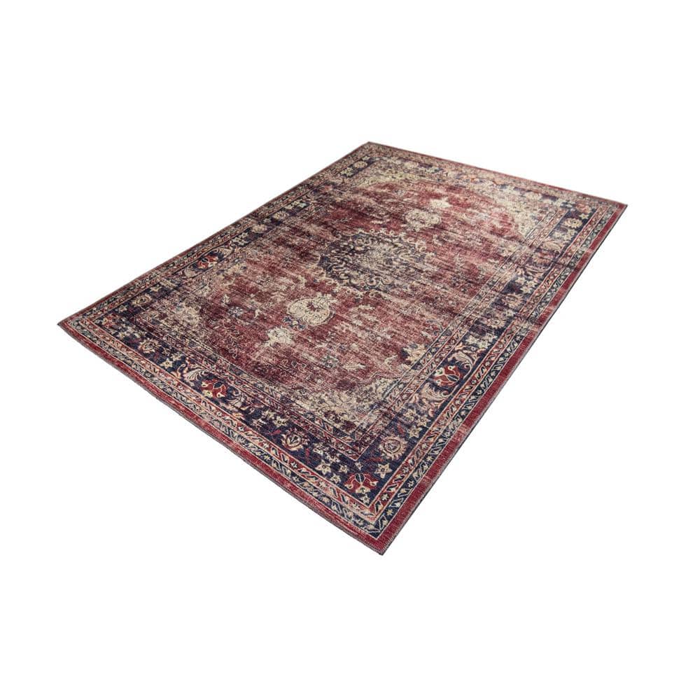 Angeline Red Distressed Washable 5 ft. x 7 ft. Area Rug - Hercitys
