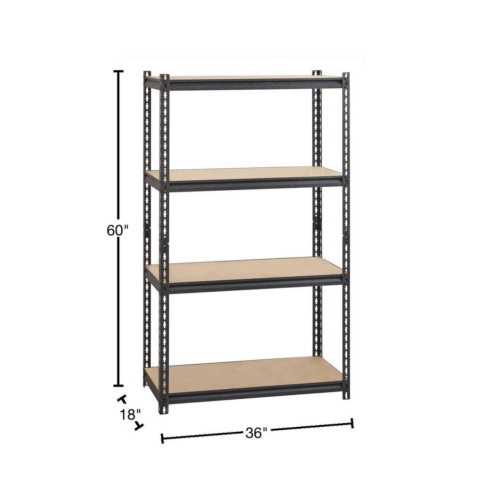 Riveted Garage Storage Shelving Unit, 4-Shelf Steel Black Unit 36 in. W x 60 in. H x 18 in. D - Hercitys