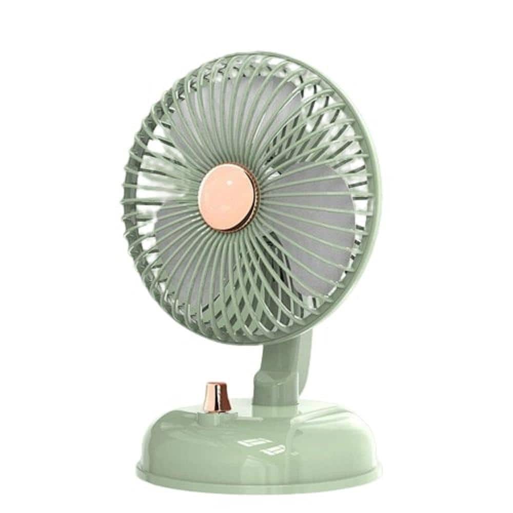 Retro Shaking Mini Portable Micro-USB Powered 6 in. 1 Fan speeds Desk Fan in Dark Green, Strong Airflow and Ultra Quiet - Hercitys