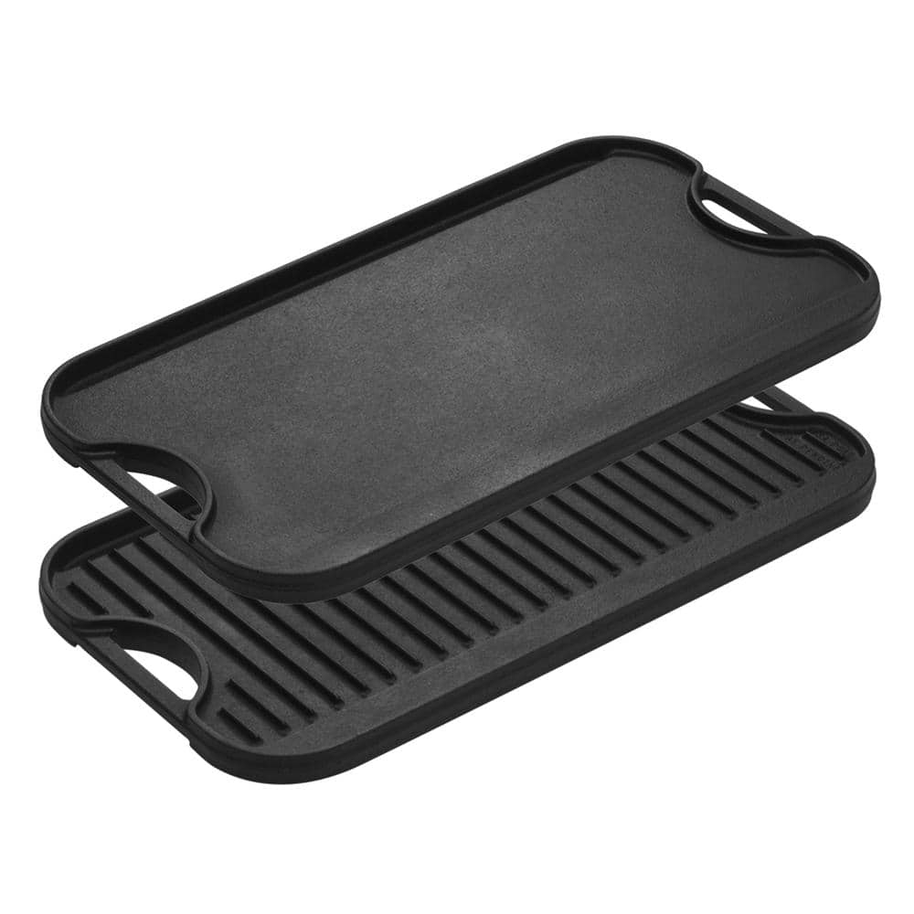 Pro-Grid 20 in. Black Cast Iron Reversible Stovetop Griddle with Handles - Hercitys