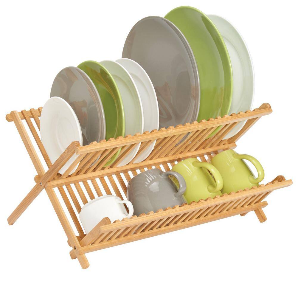 Formbu Bamboo Folding Collapsible Dish Rack – 16.54 in. x 12.99 in. x 10.63 in. - Hercitys