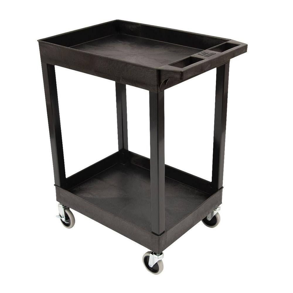 SEC 2-Shelf Plastic Utility Cart in Black - Hercitys