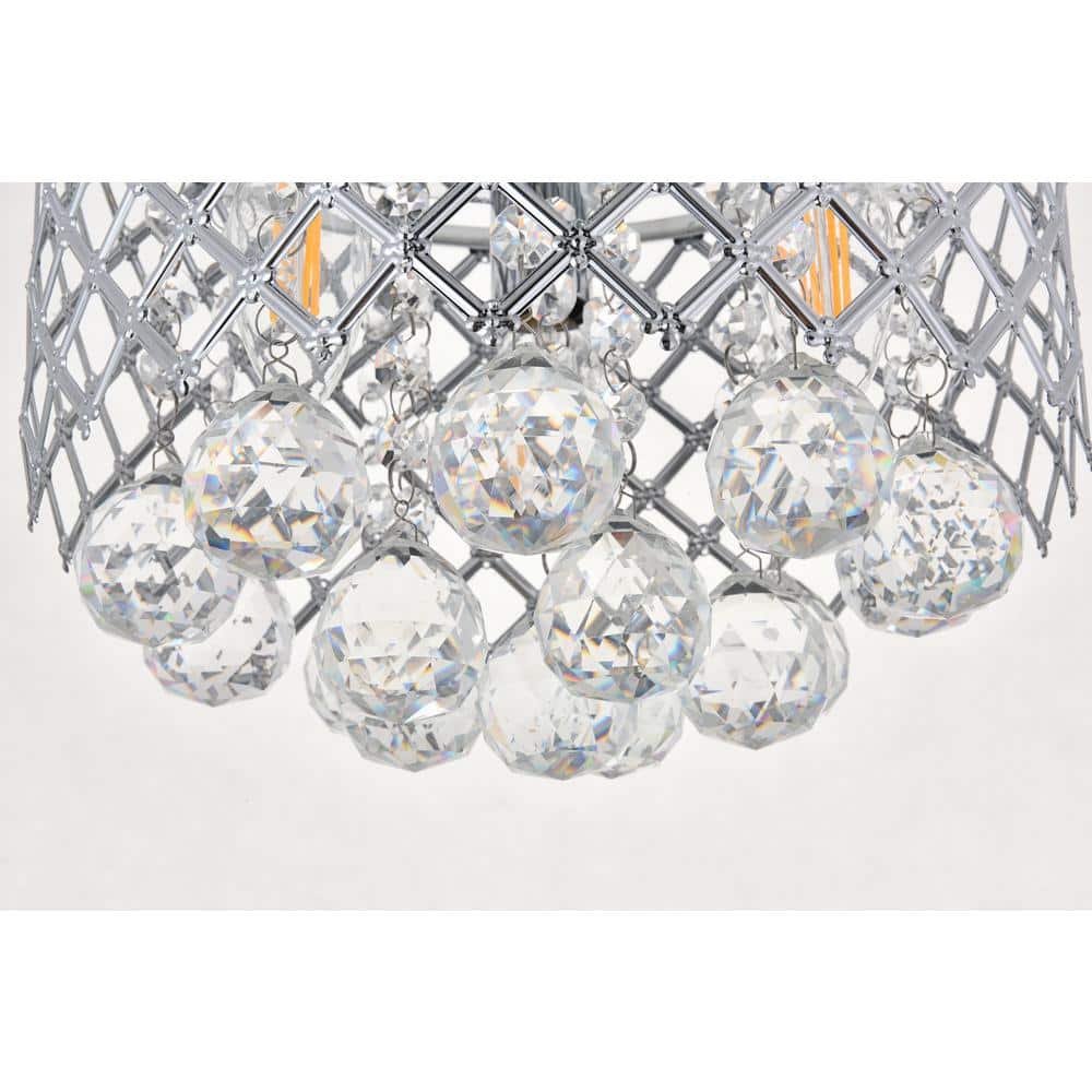 Timless Home 10 in. 3-Light Midcentury Modern/School House Chrome And Clear Flush Mount with No Bulbs Included - Hercitys