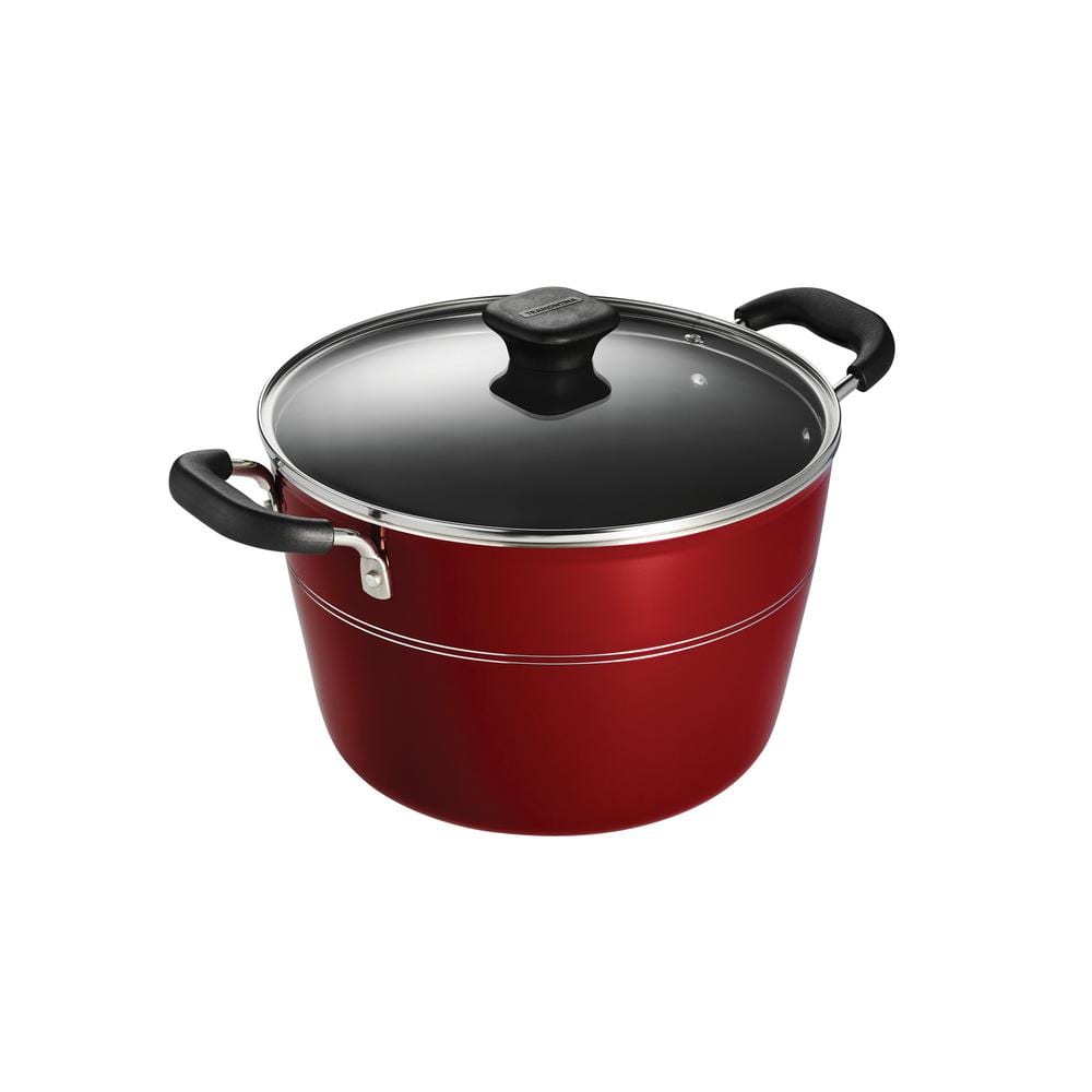 Sicilia 8 qt. Aluminum Nonstick Covered Stock Pot in Raspberry - Hercitys