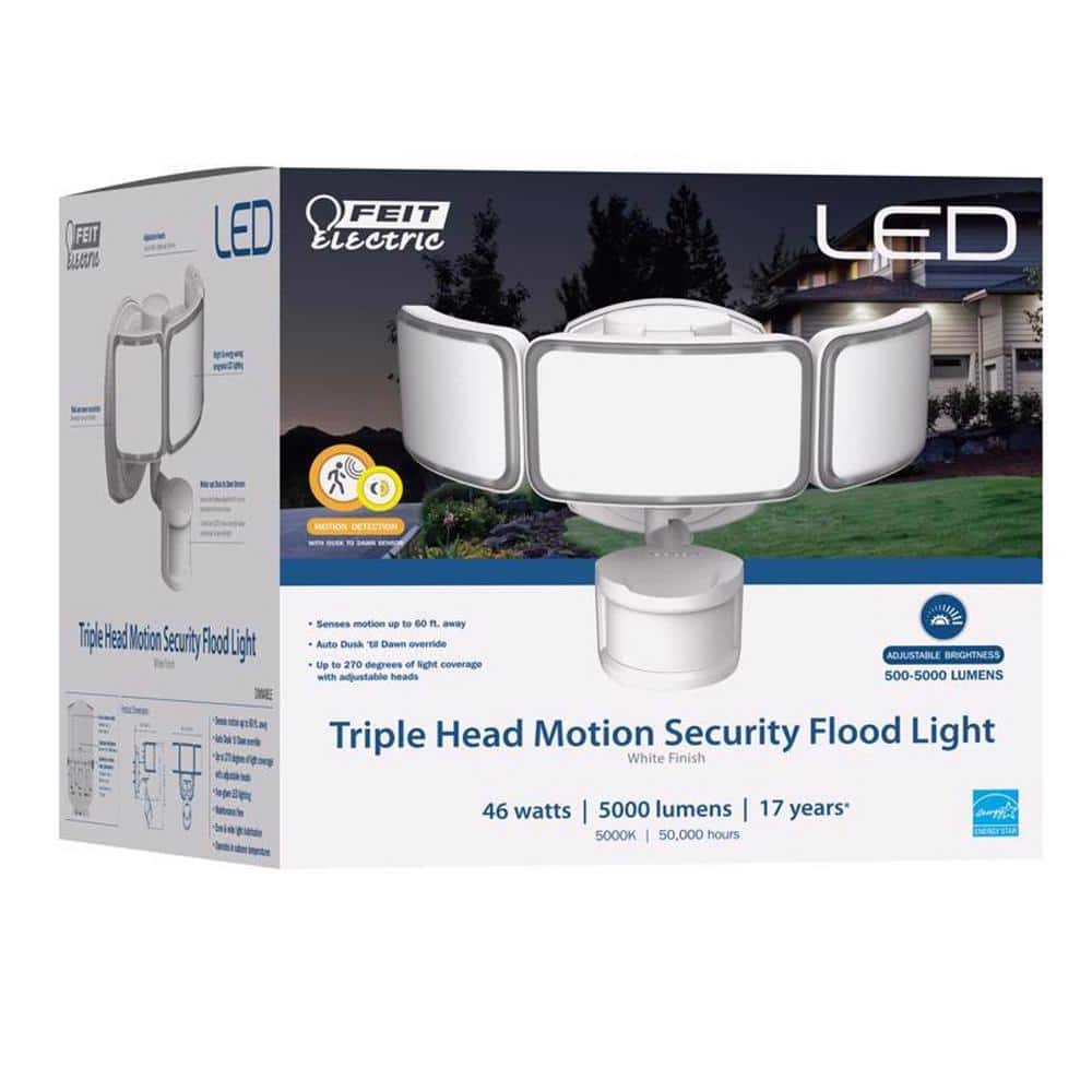 Motion-Sensing Hardwired LED White Security Floodlight - Hercitys
