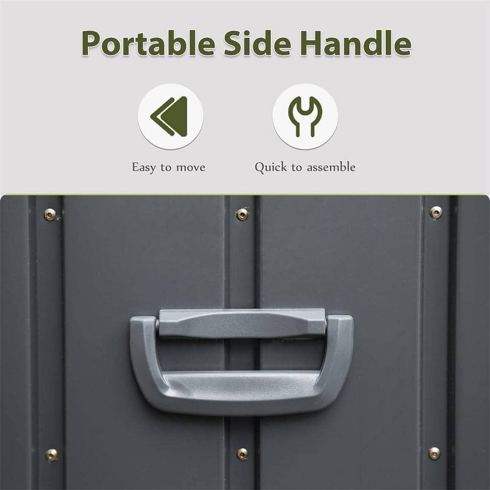 Outdoor 100 Gal. Dark Gray Steel Deck Box, Patio Lockable Storage Bin for Outside Cushions, Throw Pillows - Hercitys