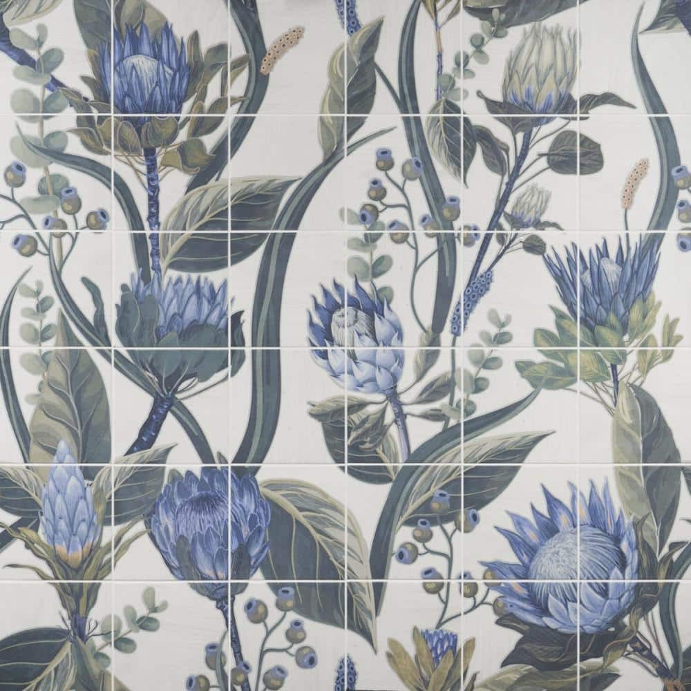Angela Harris Native Protea 7.87 in. x 7.87 in. Matte Porcelain Floor and Wall Mural Tile (15.49 sq. ft./Case) - Hercitys